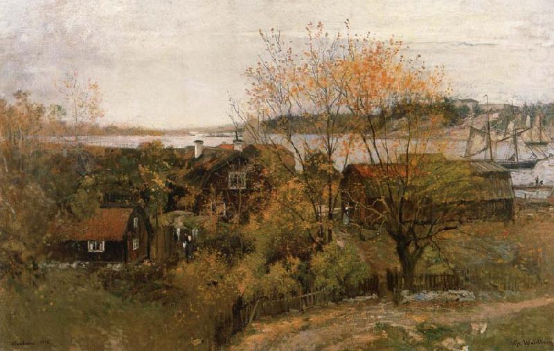 Alfred Wahlberg Landscape stamp Vaxholm china oil painting image